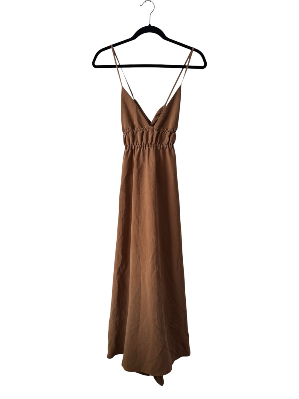 Zara | Brown Spaghetti Strap Open Back Maxi Dress, Size S